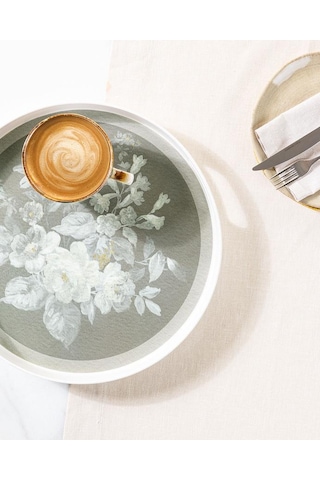 Madame Coco Audra Yuvarlak Tepsi Beyaz