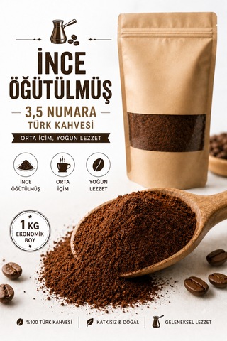 3,5 Numara Çekilmiş Türk Kahvesi 1 Kg Orta İçim Yoğun Lezzet