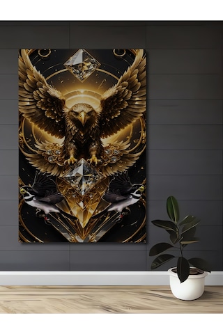 Görkemli Kartal Ve Pırlanta Sanat Ahşap Dekoratif Tablo Uynkfrk69082