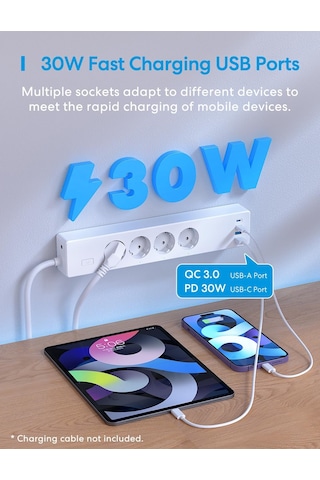 Akıllı Çoklu Priz 4 Güç 2 Usb 2 Type-c Apple Homekit Destekli Beyaz Msp844sma 0