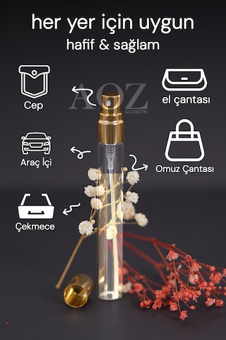 Aoz Kozmetik 10Ml Premium Boş Cep Parfümü Şişesi Çanta Boy