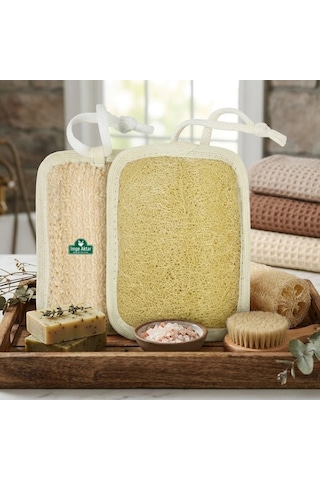 Doğal Kabak Lifli Kare Peeling Banyo Kesesi 13x16 Cm