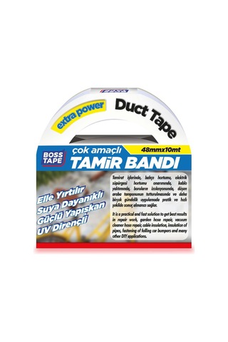 Boss Tape Kanal Tamir Bandi, 10 Metre Uzunluk X 48 Mm Kalinlik, Beyaz