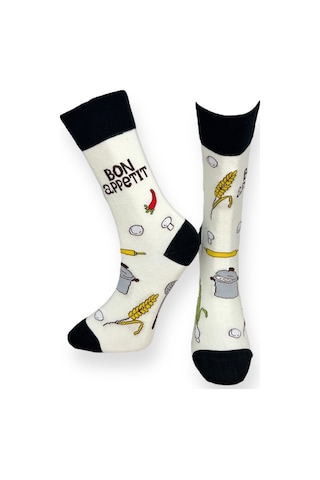 4'lü Unısex Yemek Temalı Donut Tasarımlı Esnek Nem Alabilen Pamuklu Spor Soket Çoraplar Çok Renkli