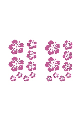 Duvar Süsü Sticker 2 Adet Pembe Çiçekli Şeffaf Filmli Pvc 48x33