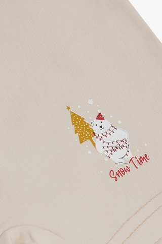 Breeze Kız Çocuk Boxer Kış Temalı Sevimli Ayıcık Baskılı 5-11 Yaş, Bej-bej Bej