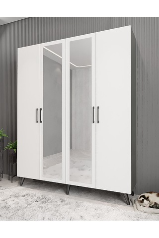 Açelya Portmanto Vestiyer Füme Beyaz - M2 160cm Montaj Dahil