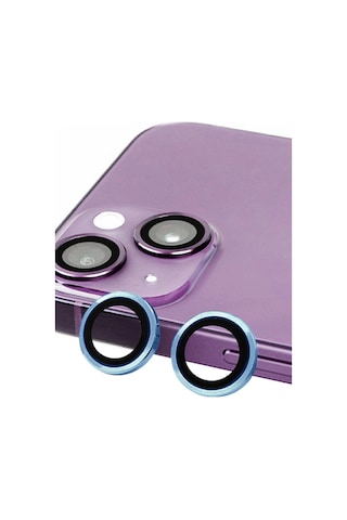 iPhone Uyumlu 13 Raze Metal Kamera Lens - Mavi Çok Renkli