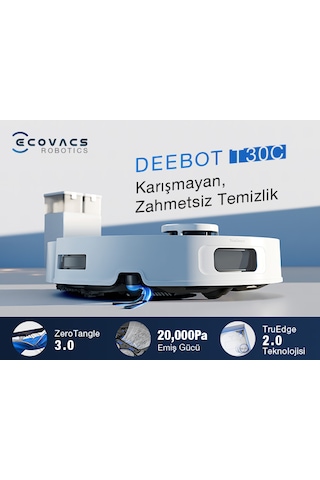 Ecovacs Deebot T30C 1 L Solüsyonlu Beyaz Robot Süpürge