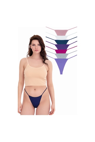 Sensu Kadın Ipli Brazilian Tanga 7'li Külot Set Karışık Renkler Kts3022 Model-7 Model7