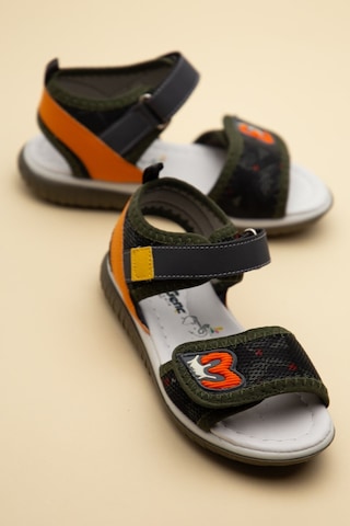 Şirinbebe Ortopedik Erkek Çocuk Sandalet Haki Önü Cırtlı Baskılı-4766