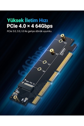 Ugreen Pcıe 4.0 X4 X8 X16 Uyumlu 64gbps Nvme M.2 Ssd Dönüştürücü Adaptör, 30715