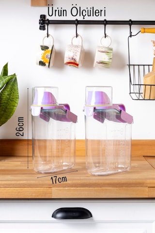 Contalı Sızdırmaz Erzak Saklama Kabı / 1800 Ml / Pembe - Tekli Pembe