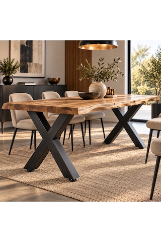 Evkolleksiyon X Tipi Metal Masa Ayağı 2 Li Takım 72x60 Cm 60x60 Profil Siyah
