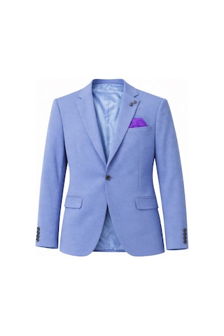 Plus Scorpion Erkek Pamuklu Penye Likralı Tek Düğmeli Çift Yırtmaçlı Blazer Ceket Mavi