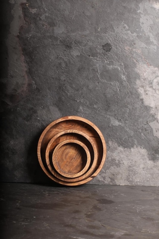 Sammwood Doğal Ahşap Lüks Çerezlik 3'lü Takım 11-15-20 Cm