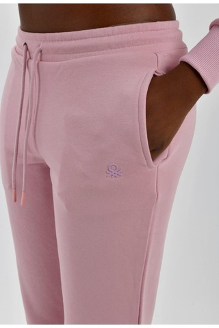 Kadın Yanları Cepli Beli Büzgülü Jogger Eşofman Altı Pembe