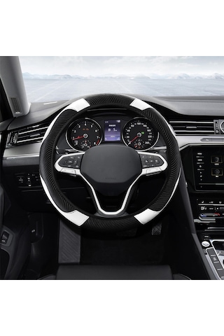 Yifomall 38cm Evrensel Deri Direksiyon Kılıfı - Nefes Alıcı, Kaymazsız, Korumalı, Kadınlar İçin Moda Tasarım Beyaz