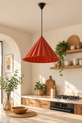 Modern Premium Bohem Kırmızı Sarkıt Avizesi 50 Cm Mutfak Salon Oturma Odası Şık Modelleri E27 Duy Diğer