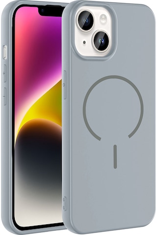 Apple Uyumlu iPhone 14 Kılıf M-safe Şarj Özellikli Zore Meta Kapak Titanyum-Gri