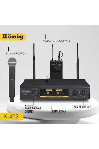 König K-402 El + Yaka 16 Kanal Uhf Telsiz Kablosuz Mikrofon