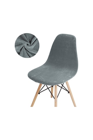 1 /2 /4 /6 Parça Kadife Düz Sandalye Kılıfları Kolsuz Kabuk Sandalye Kılıfı Düğün Yemek Odası Ofis Ziyafet Otel Koyu Gri