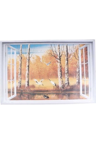 Pazly Suntek Sticker Pencere Manzara Görünümü Ev Duvar Art 3d Fi Ahşap