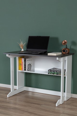 Enda Home Pillar Kütüphaneli Geniş Çalışma Masası 100x56 Cm Antrasit