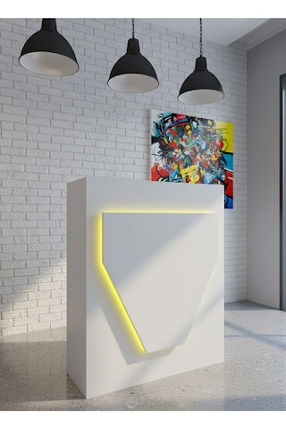 Resital Ledli Karşılama Bankosu G-90 Cm Ofis Kasa Resepsiyon Masası Banko-001-1-1