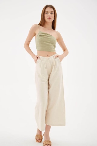 Fashion Friends Yüksel Bel Culotte Keten Bej Kadın Pantolon 25y0341k1 Bej