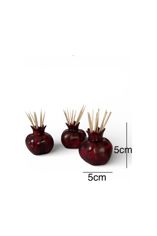 Nar Figürlü Dekoratif Kürdanlık El Yapımı Tasarım 3 Lü Set 5 Cm