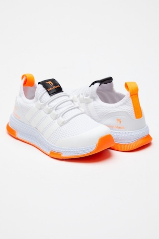 Tonny Black Rahat Kalıp Şeritli Bağcıklı Çocuk Unisex Beyaz Oranj Spor Ayakkabı Tbqnt-3 Beyaz Oranj