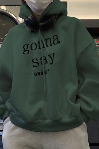 Erkek Gonna Say Baskılı Oversize Sweatshirt Siyah