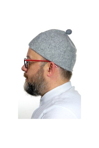 Erkek Keçe Yün Takke - Gri Renk