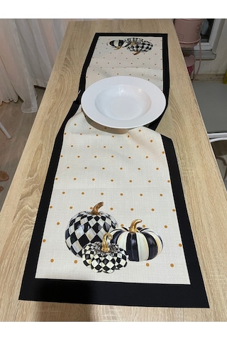 Balkabağı Desenli Runner Takımı 40 X 140 Renkli