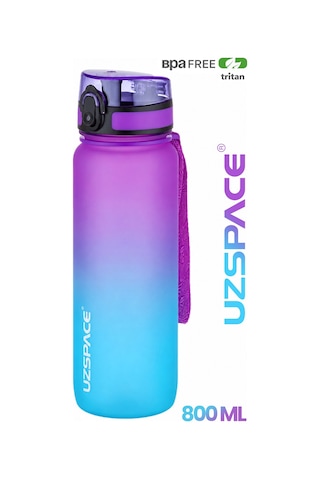 Uzspace 2'li Tritan Matara Seti 800 Ml Çift Renk Softtouch Ff Collection Tritan Su Matarası Mormavi-turuncumavi
