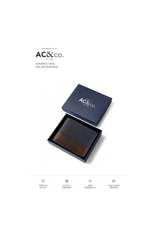 Ac&co / Altınyıldız Classics Erkek Lacivert-kahverengi Cüzdan Kahverengi - Lacivert