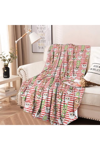 Noel Desenli 47 İnç Yuvarlak Flanel Battaniye, Yetişkin Ve Çocuk İçin, Yumuşak, Rahat Ve Hafif Noel Karakter Çizgili
