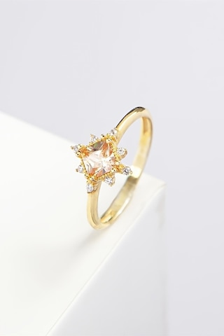 Zultanit Taşlı Zirkon Süslemeli Altın Kaplama Gümüş Bayan Yüzük -7982