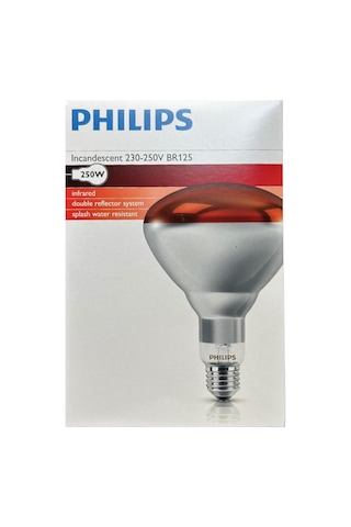 Philips 250w Kızılötesi Infrared Hayvan Isıtma Ve Fizik Tedavi Lambası, Kırmızı Işık, Br125