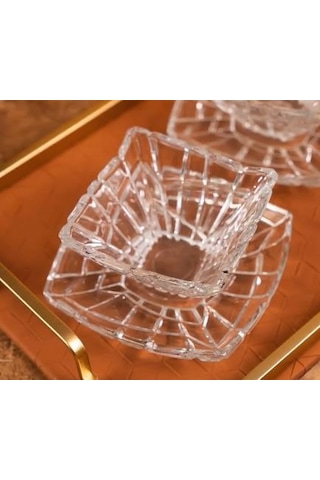 Glass İn Love Cam Tabaklı Tatlı Kasesi 12 Parça Şeffaf