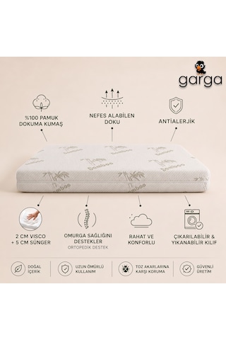 Garga 70x130 Visco Doğal Bebek Ve Çocuk Yatağı 7 CM Ortopedik - Park Yatak Beşik Anne Yanı Uyumlu