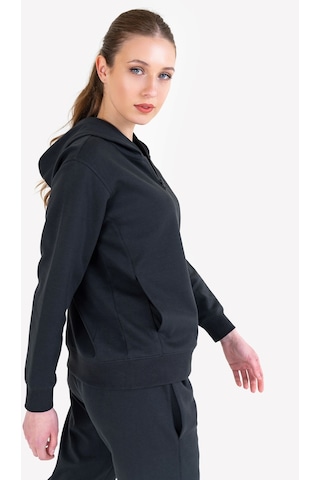 Lescon Siyah Kadın Fermuarlı Kapüşonlu Sweatshirt 23n-2219