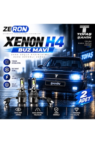 Tofaş Şahin Xenon H4 Buz Mavi Led Far Ampulü 12v - 2 Adet Yüksek Aydınlatma Kolay Montaj