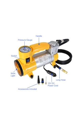 Sentinel Araç Oto Analog Basınç Göstergeli Metal Gövde Hava Kompresörü 150 Psı 12v Renkli