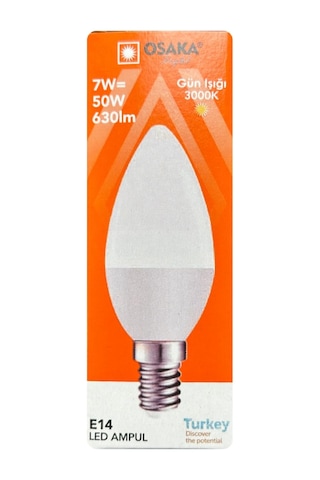 Osaka 7w 50w Sarı Işık 3000k E14 Duylu Led Mum Ampul, 2 Adet Diğer