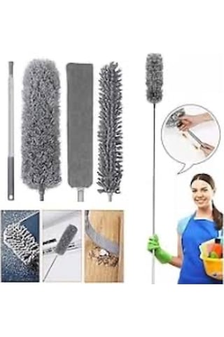 Mikrofiber Manyetik Anti-statik Bükülebilen Toz Alma 3 Lü Full Set Uzayabilen Saplı Mop