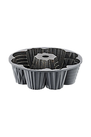 3519 - 16 Parça - Bio Granit -tencere, Tava, Düdüklü Tam Çeyiz Seti, Antrasit Gövde - Gold Detay Siyah