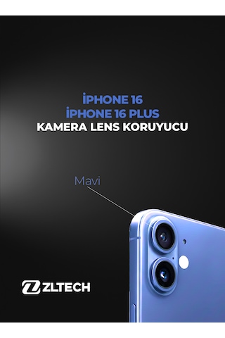 İphone 16/16plus Uyumlu Kamera Lens Koruyucu Mavi