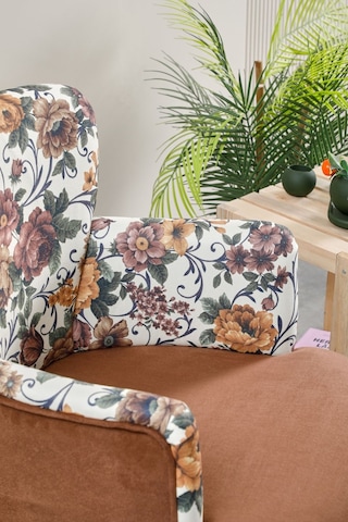 Colormix Kahverengi Çiçekli Tekli Berjer Koltuk